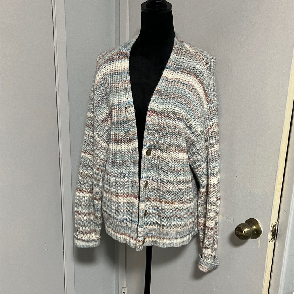 Lane Bryant Striped Button-Up Cardigan